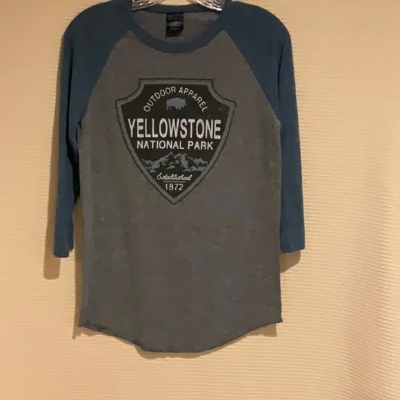 Yellowstone National Park Baseball Jersey Grey/Blue Size S - Picture 2 of 5